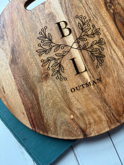 12" Acacia Round Serving Platter