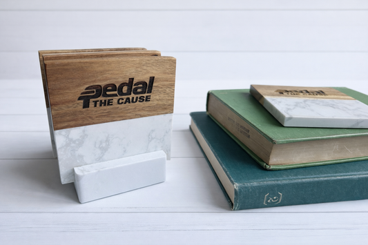 Marble/Wood Coaster Set with Matching Base