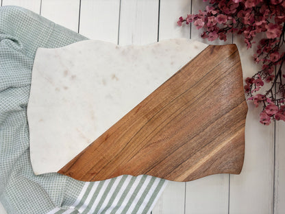 Marble and Acacia Serving Board